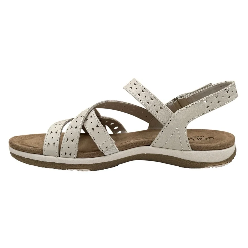 Earth Womens Seravi Strappy Casual Sandal 10.5 Wide Ivory Adjustable Comfort